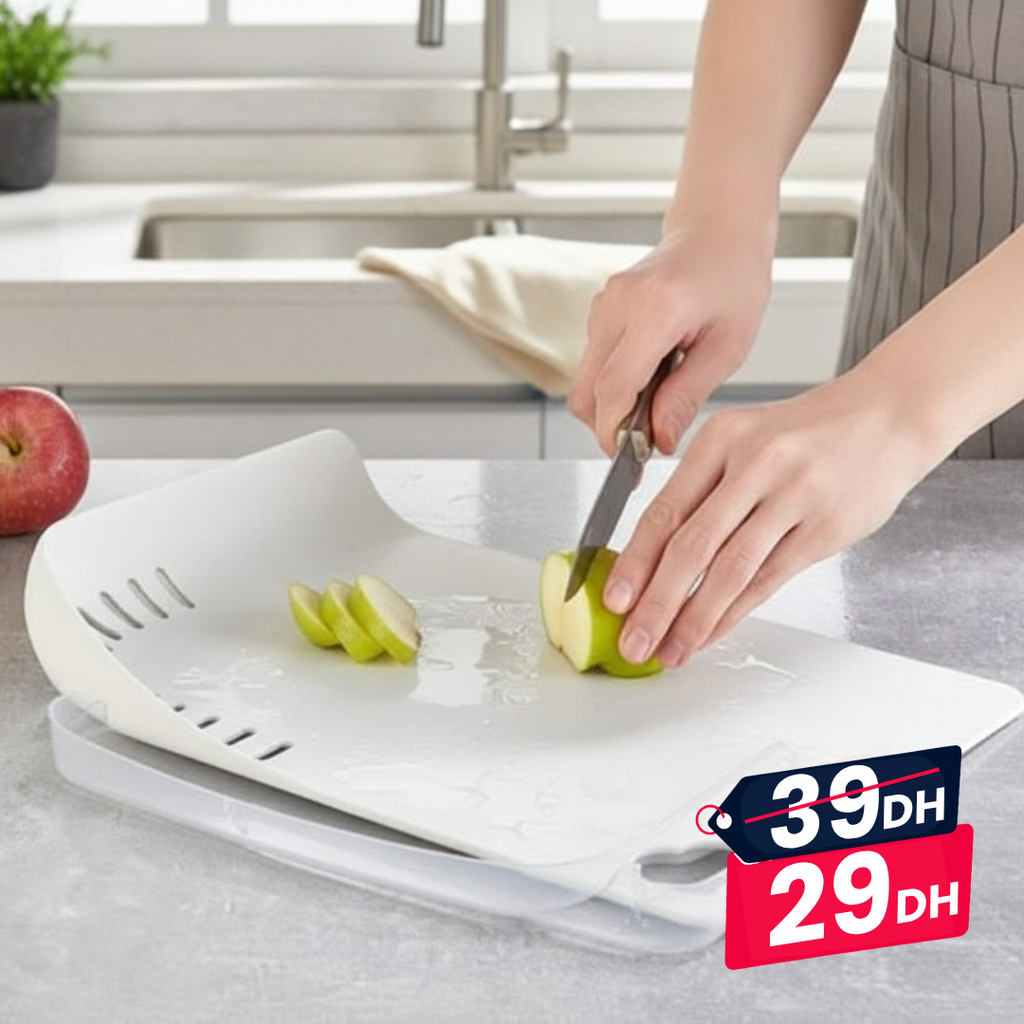 Planche à découper multifonction avec bac de récupération