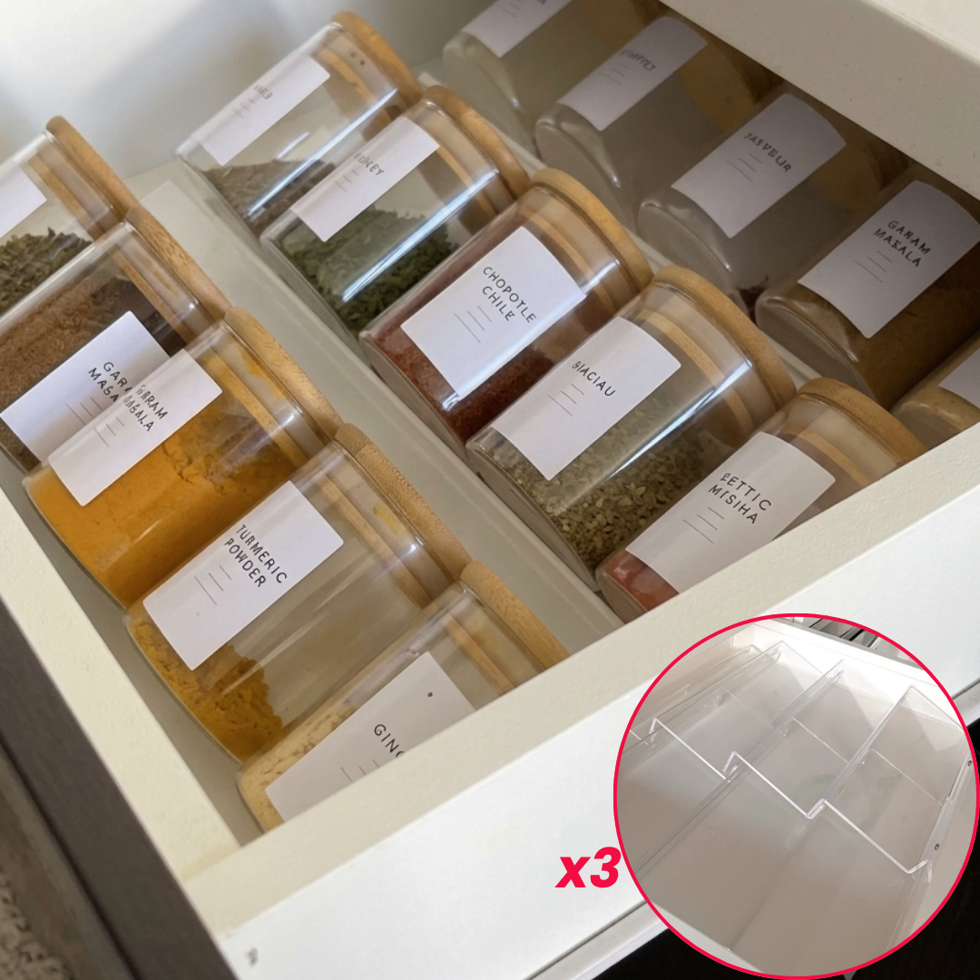 Set de 12 bocaux à épices 450 ml avec 12 cuillères et 12 étiquettes