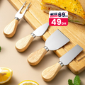 Ensemble de 4 Couteaux à Fromage en Acier Inoxydable avec Manche en Bois