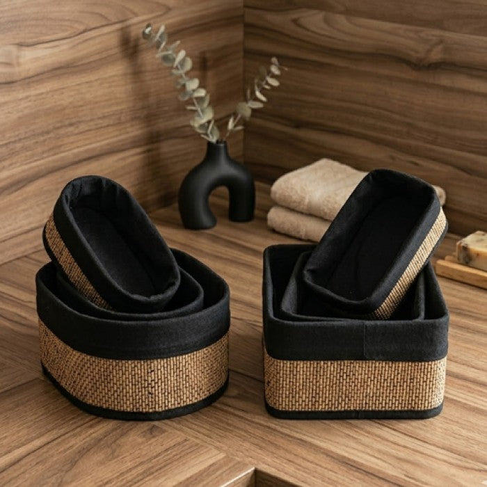 Lot de 3 Paniers de Rangement en Bambou