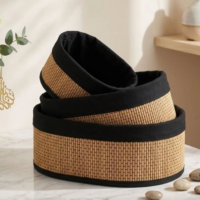 Lot de 3 Paniers de Rangement en Bambou