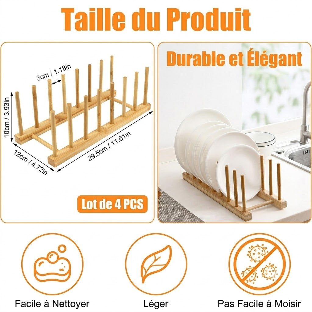 Égouttoir à Vaisselle en Bois – 7 Compartiments