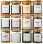 Set de 12 bocaux à épices 450 ml avec 12 cuillères et 12 étiquettes