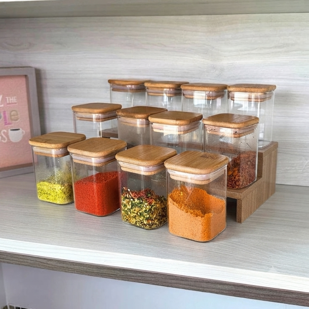 Set de 12 Bocaux Carrés Hermétiques 450 ml