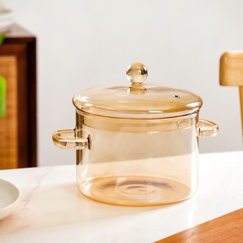 Casserole en Verre Borosilicate Ambré 1,5 L
