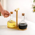 Lot de 2 Bouteilles à Huile et Vinaigre en Verre Borosilicate 300 ml avec Support