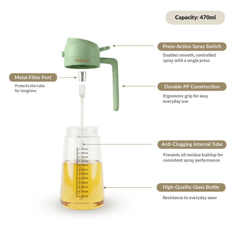 Flacon Distributeur d’Huile 2 en 1 à Vaporiser et à Verser 470 ml