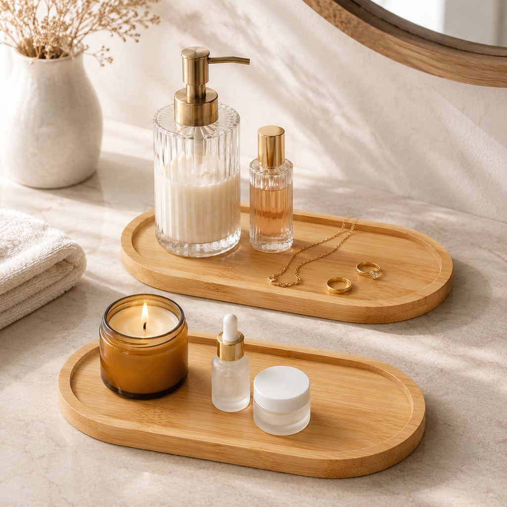 Plateau ovale en bambou naturel