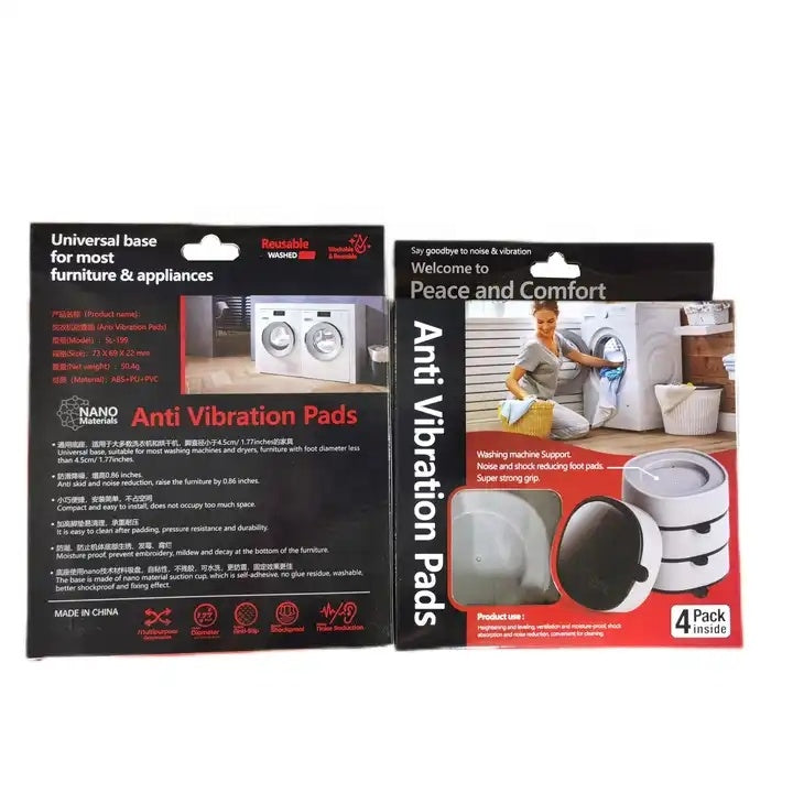 Lot de 4 patins anti-vibrations pour machine à laver avec ventouses