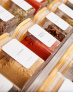 Pack de 12 bocaux carrés 450 ml avec 12 étiquettes