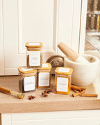 Pack de 12 bocaux carrés 450 ml avec 12 étiquettes