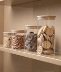 Set de 4 bocaux de stockage en verre avec couvercles en bois