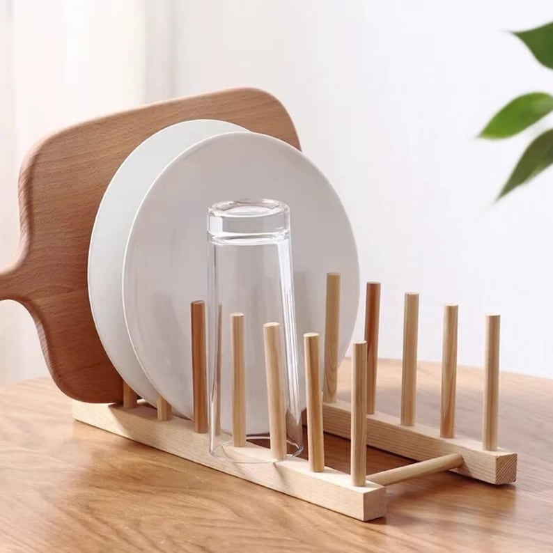 Égouttoir à Vaisselle en Bois – 7 Compartiments