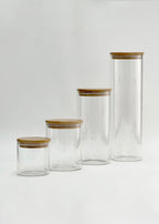 Set de 4 bocaux de garde-manger en verre avec couvercle en bambou