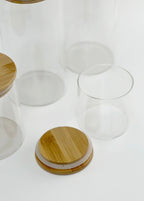Set de 4 bocaux de garde-manger en verre avec couvercle en bambou
