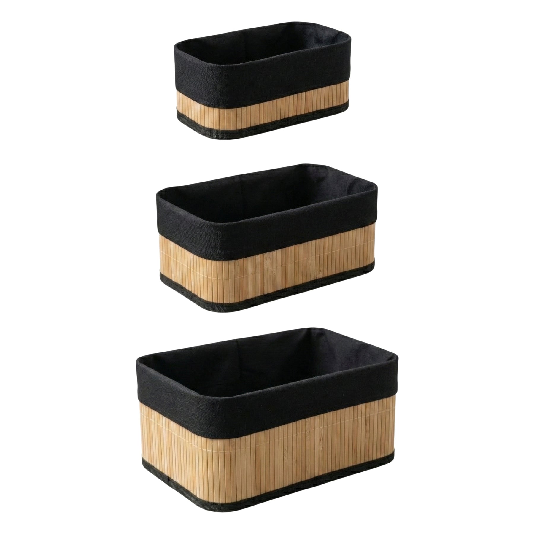 Lot de 3 Paniers de Rangement en Bambou