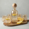 Ensemble de 7 pièces – Pichet et 6 verres ambrés à effet miroir