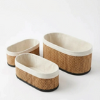Lot de 3 Paniers de Rangement en Bambou